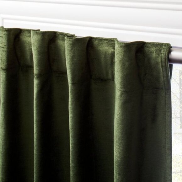 CB2 48"x96" Green Cotton Viscose Velvet Blackout Curtains, x4 Panels (2 sets) - Picture 2 of 13